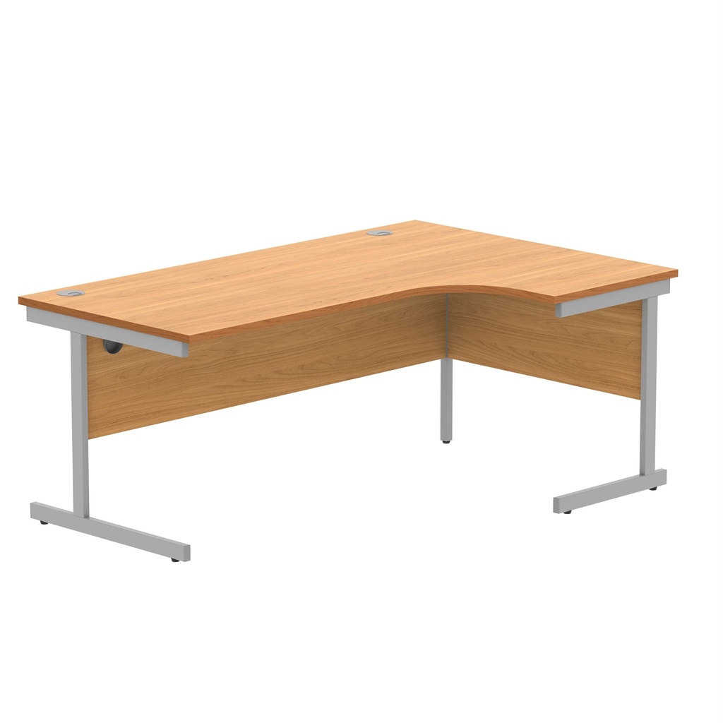 Office Right Hand Corner Desk With Steel Single Upright Cantilever Frame (Fsc) | 1800X1200 | Norwegian Beech-Silver