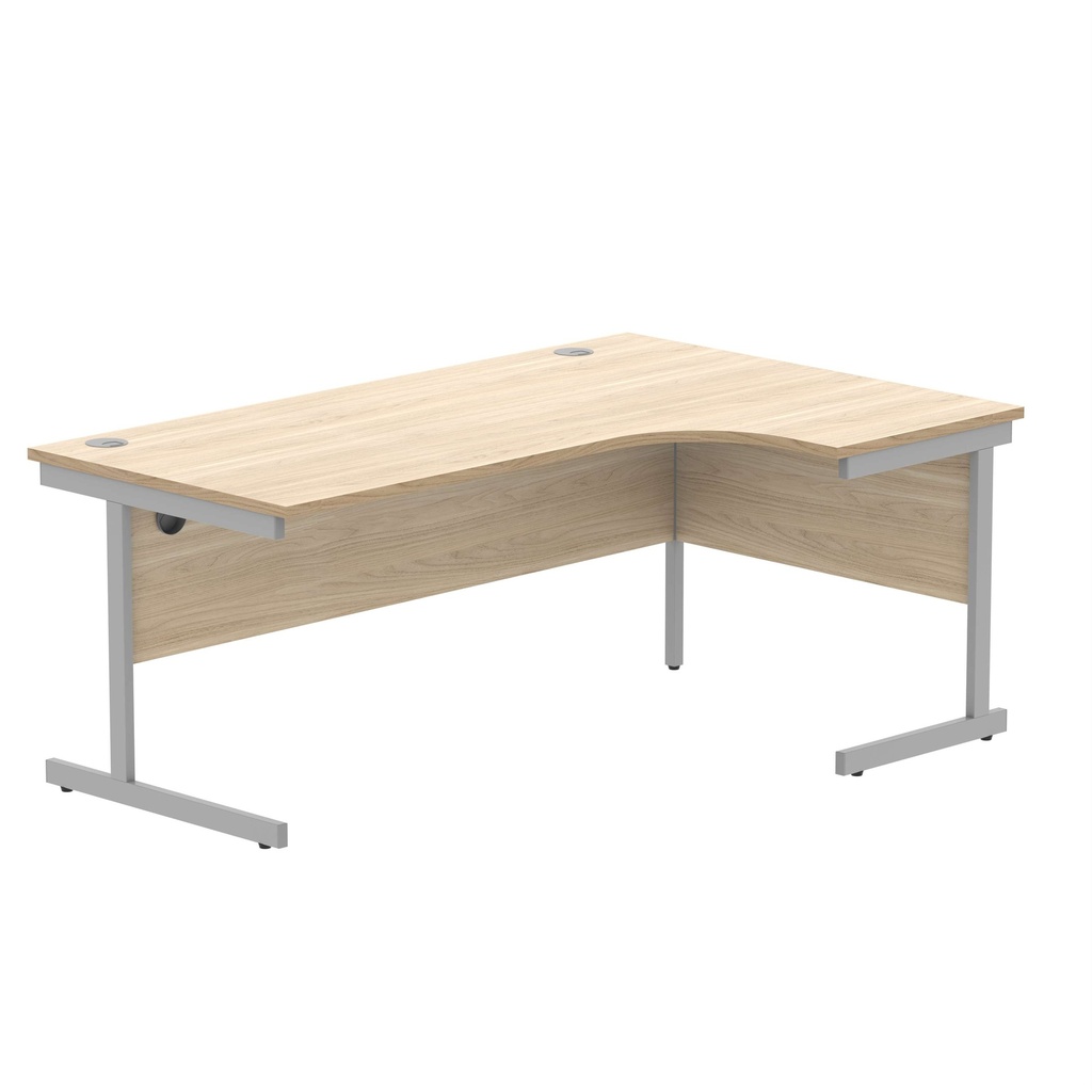 Office Right Hand Corner Desk With Steel Single Upright Cantilever Frame (Fsc) | 1800X1200 | Canadian Oak-Silver