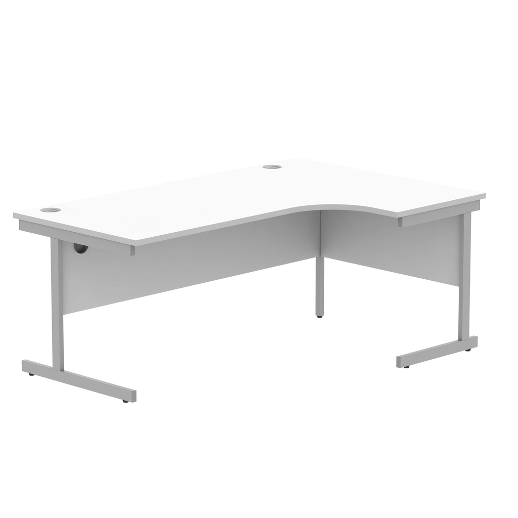 Office Right Hand Corner Desk With Steel Single Upright Cantilever Frame (Fsc) | 1800X1200 | Arctic White-Silver
