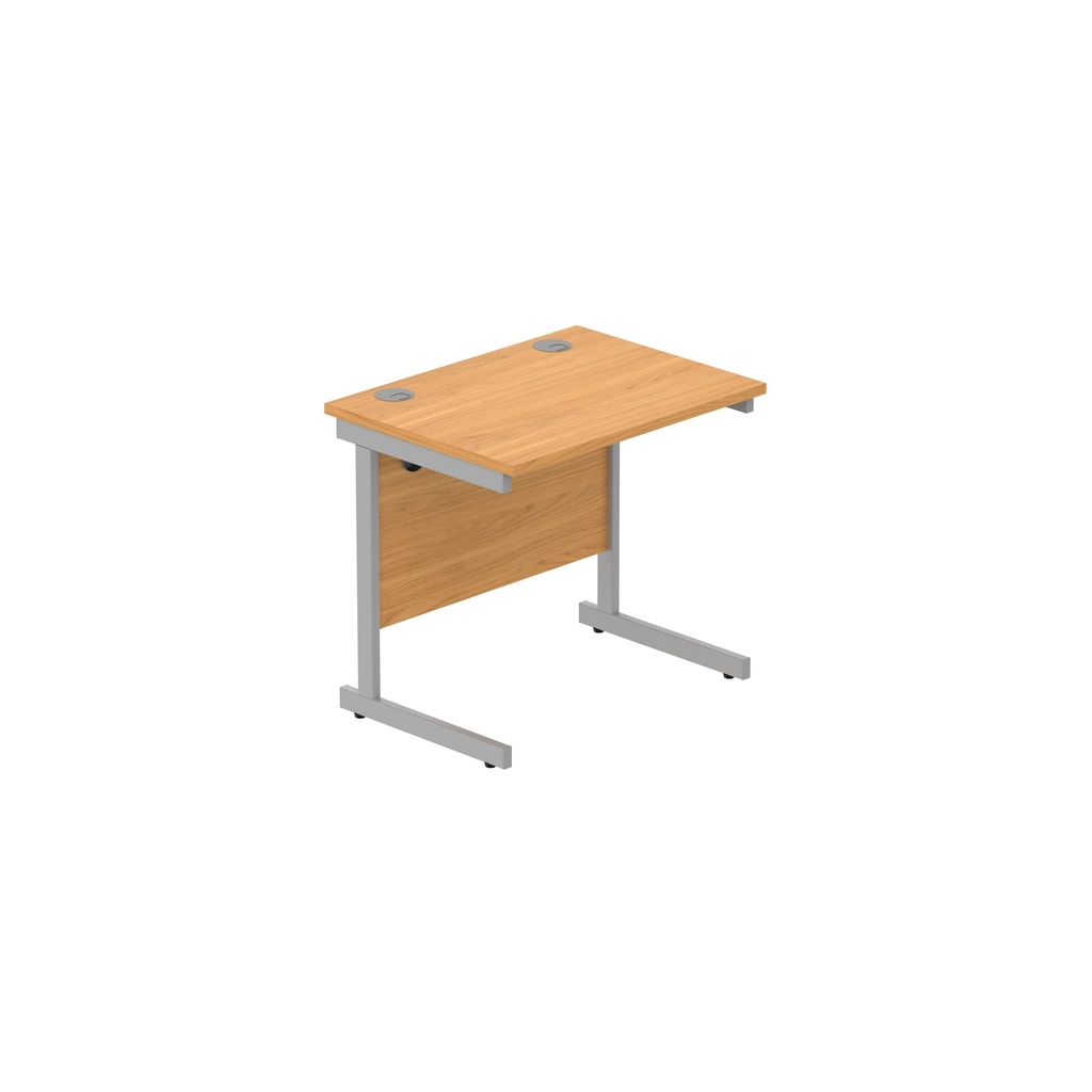 Office Rectangular Desk With Steel Single Upright Cantilever Frame (Fsc) | 800X600 | Norwegian Beech/Silver