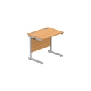 Office Rectangular Desk With Steel Single Upright Cantilever Frame (Fsc) | 800X600 | Norwegian Beech/Silver
