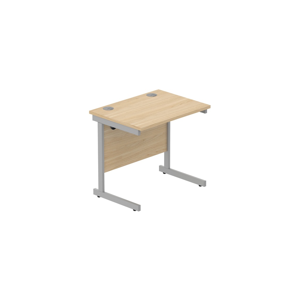 Office Rectangular Desk With Steel Single Upright Cantilever Frame (Fsc) | 800X600 | Canadian Oak/Silver
