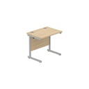 Office Rectangular Desk With Steel Single Upright Cantilever Frame (Fsc) | 800X600 | Canadian Oak/Silver