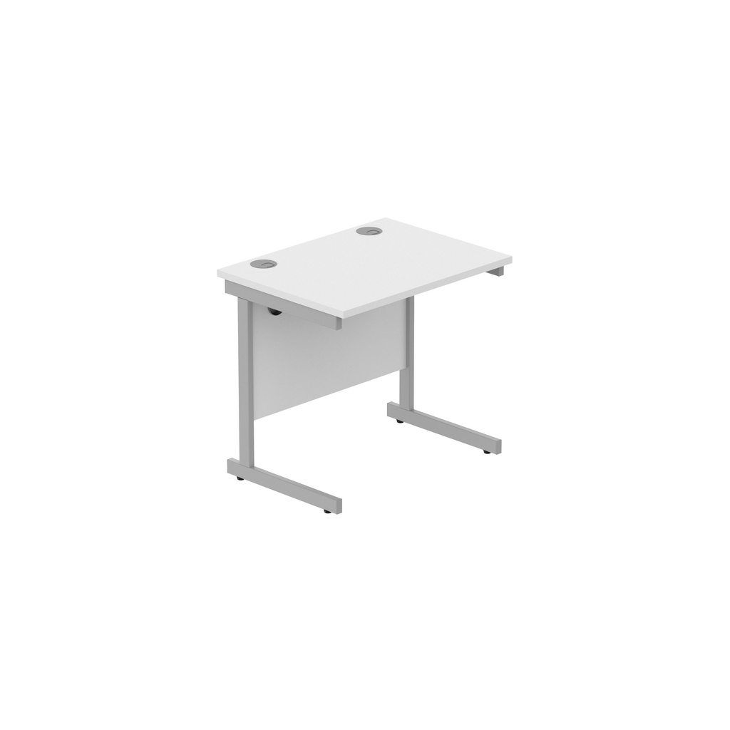 Office Rectangular Desk With Steel Single Upright Cantilever Frame (Fsc) | 800X600 | Arctic White/Silver