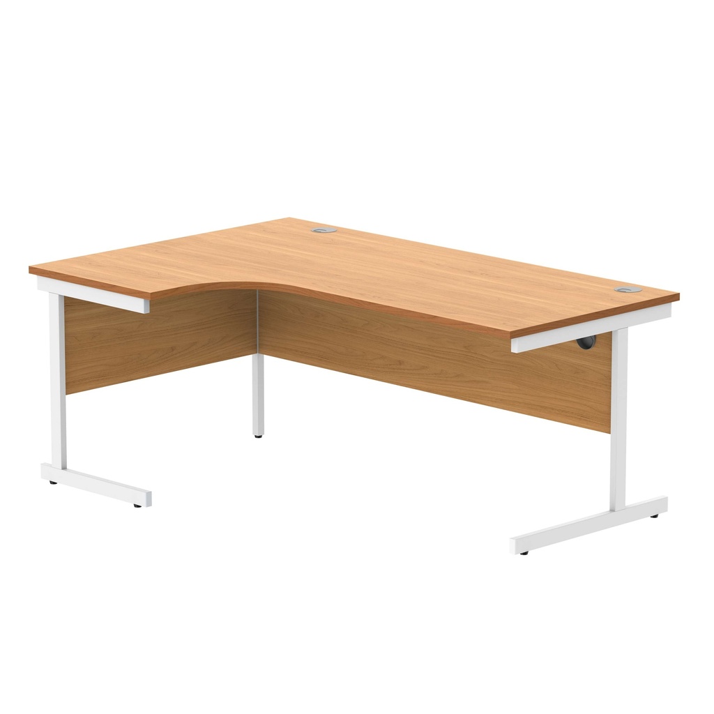 Office Left Hand Corner Desk With Steel Single Upright Cantilever Frame (Fsc) | 1800X1200 | Norwegian Beech/White