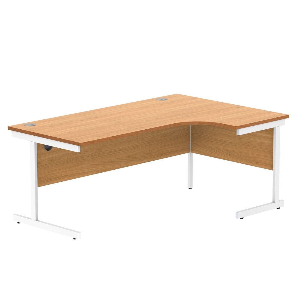Office Right Hand Corner Desk With Steel Single Upright Cantilever Frame (Fsc) | 1800X1200 | Norwegian Beech-White