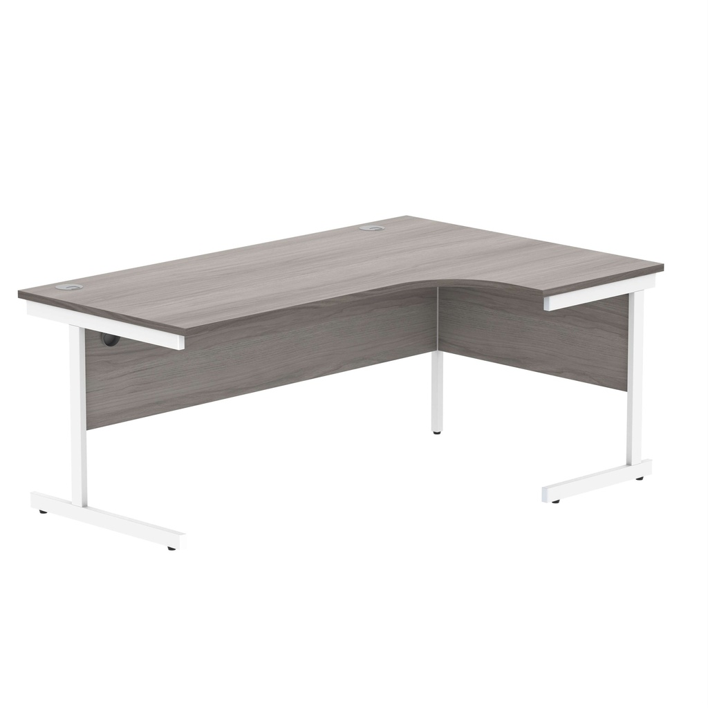 Office Right Hand Corner Desk With Steel Single Upright Cantilever Frame (Fsc) | 1800X1200 | Alaskan Grey Oak-White