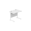 Office Rectangular Desk With Steel Single Upright Cantilever Frame (Fsc) | 800X600 | Arctic White/White