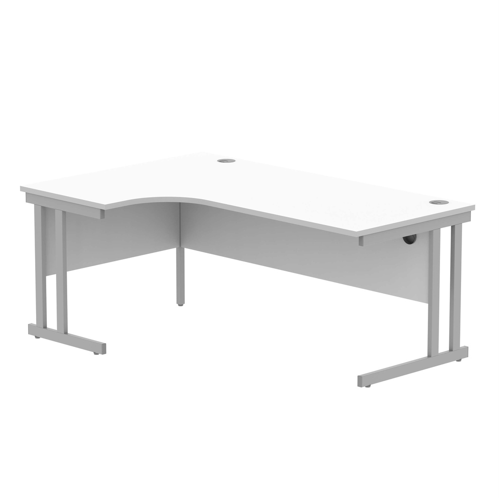 Office Left Hand Corner Desk With Steel Double Upright Cantilever Frame (Fsc) | 1800X1200 | Arctic White/Silver