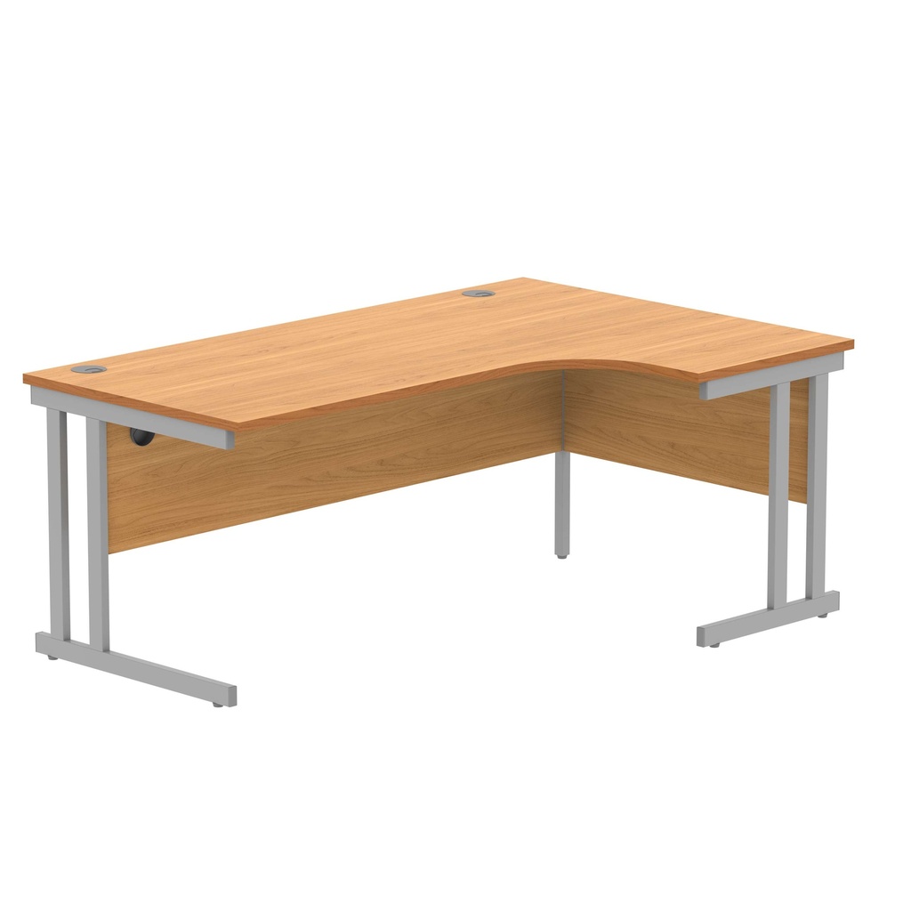 Office Right Hand Corner Desk With Steel Double Upright Cantilever Frame (Fsc) | 1800X1200 | Norwegian Beech-Silver