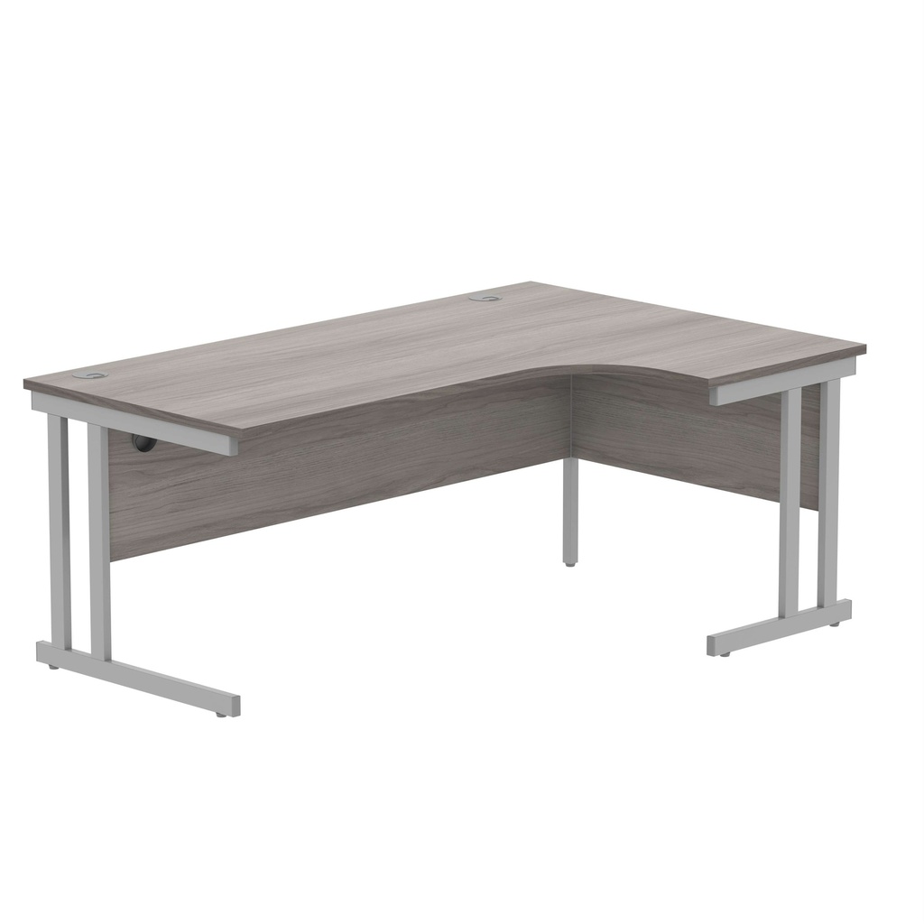 Office Right Hand Corner Desk With Steel Double Upright Cantilever Frame (Fsc) | 1800X1200 | Alaskan Grey Oak-Silver