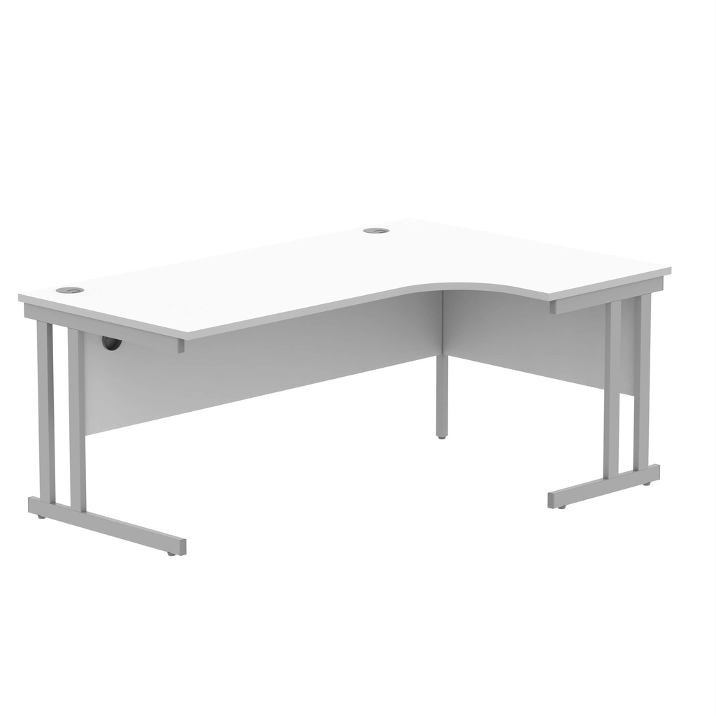 Office Right Hand Corner Desk With Steel Double Upright Cantilever Frame (Fsc) | 1800X1200 | Arctic White-Silver