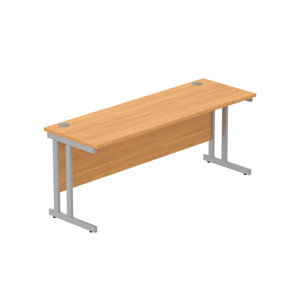 Office Rectangular Desk With Steel Double Upright Cantilever Frame (Fsc) | 1800X600 | Norwegian Beech/Silver