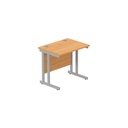 Office Rectangular Desk With Steel Double Upright Cantilever Frame (Fsc) | 800X600 | Norwegian Beech/Silver