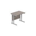 Office Rectangular Desk With Steel Double Upright Cantilever Frame (Fsc) | 800X600 | Alaskan Grey Oak/Silver