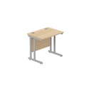 Office Rectangular Desk With Steel Double Upright Cantilever Frame (Fsc) | 800X600 | Canadian Oak/Silver