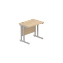 Office Rectangular Desk With Steel Double Upright Cantilever Frame (Fsc) | 800X600 | Canadian Oak/Silver