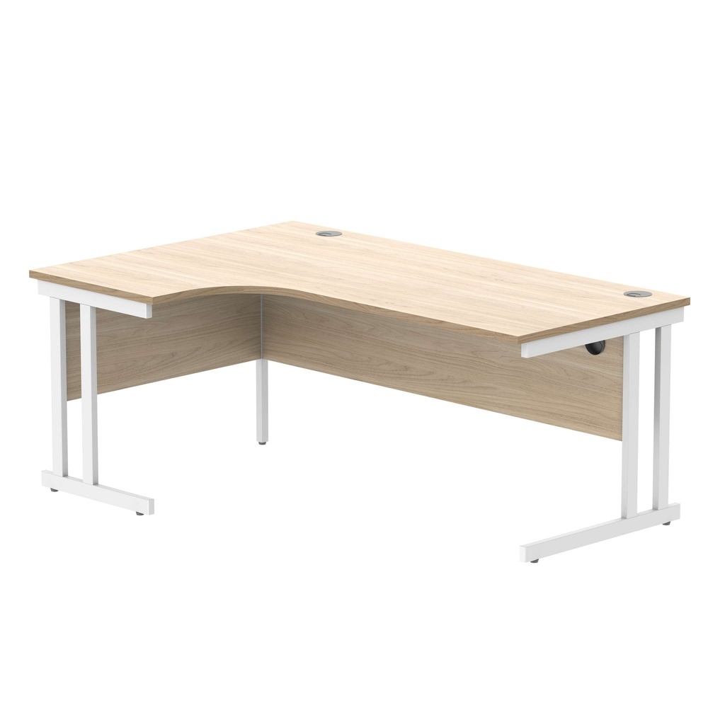 Office Left Hand Corner Desk With Steel Double Upright Cantilever Frame (Fsc) | 1800X1200 | Canadian Oak/White