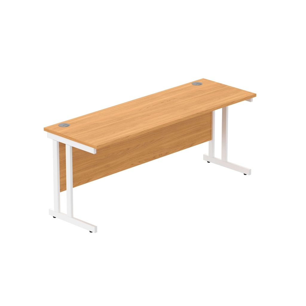 Office Rectangular Desk With Steel Double Upright Cantilever Frame (Fsc) | 1800X600 | Norwegian Beech/White