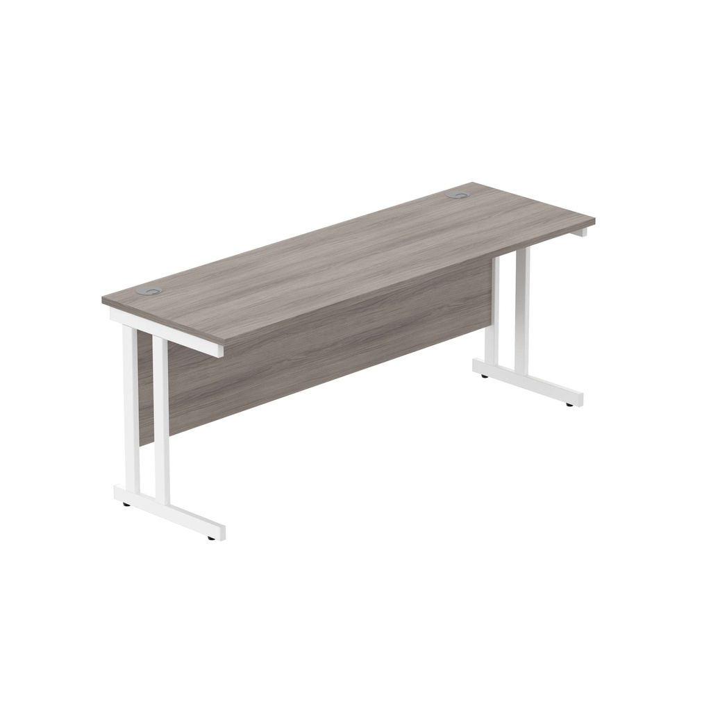 Office Rectangular Desk With Steel Double Upright Cantilever Frame (Fsc) | 1800X600 | Alaskan Grey Oak/White
