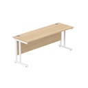 Office Rectangular Desk With Steel Double Upright Cantilever Frame (Fsc) | 1800X600 | Canadian Oak/White