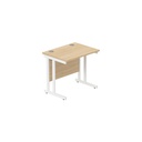 Office Rectangular Desk With Steel Double Upright Cantilever Frame (Fsc) | 800X600 | Canadian Oak/White