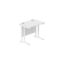 Office Rectangular Desk With Steel Double Upright Cantilever Frame (Fsc) | 800X600 | Arctic White/White