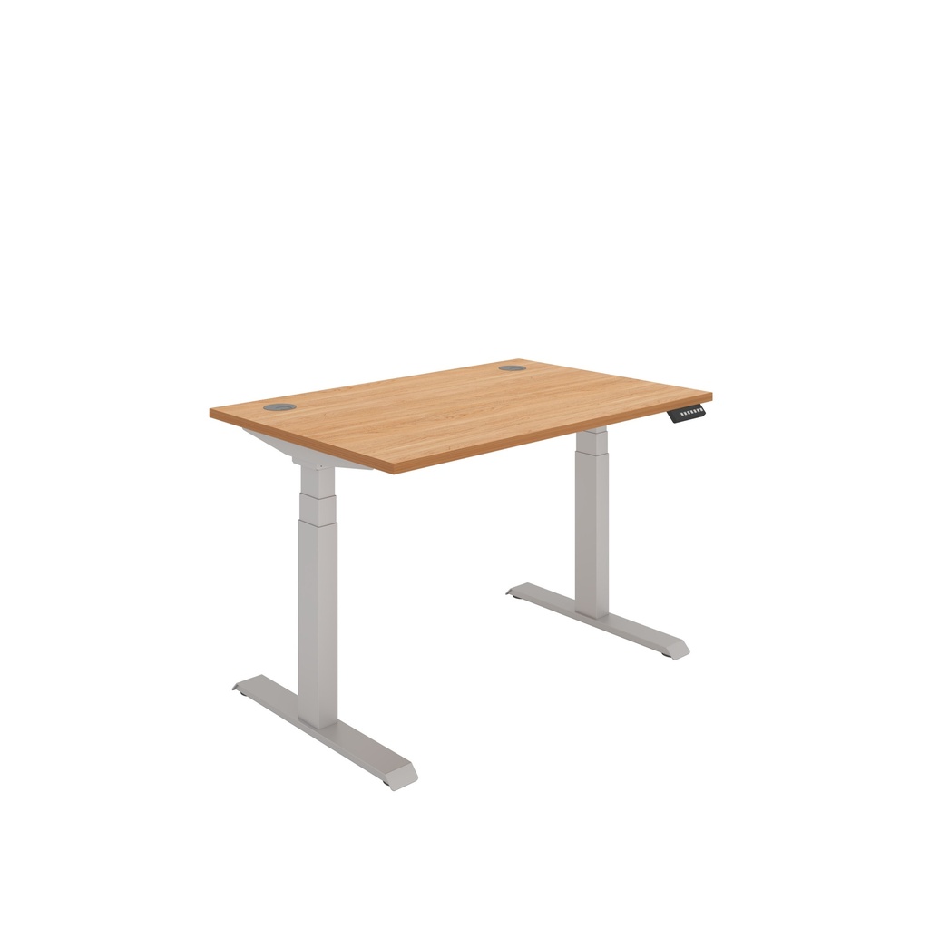 Office Rectangular Dual Motor Sit Stand Desk  (FSC) | 1200X800 | Norwegian Beech-Silver