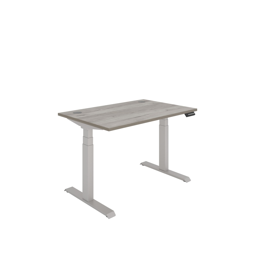Office Rectangular Dual Motor Sit Stand Desk  (FSC) | 1200X800 | Alaskan Grey Oak-Silver