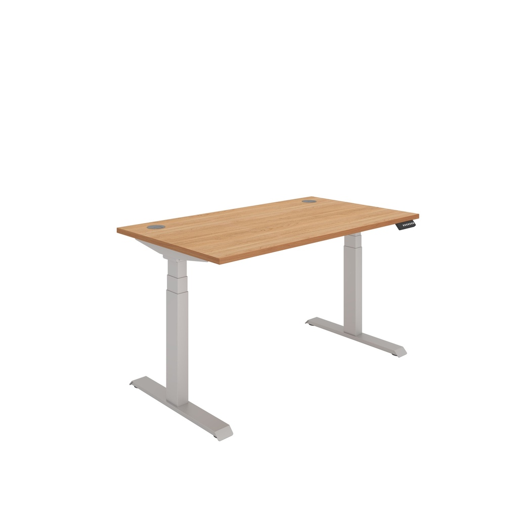 Office Rectangular Dual Motor Sit Stand Desk  (FSC) | 1400X800 | Norwegian Beech-Silver
