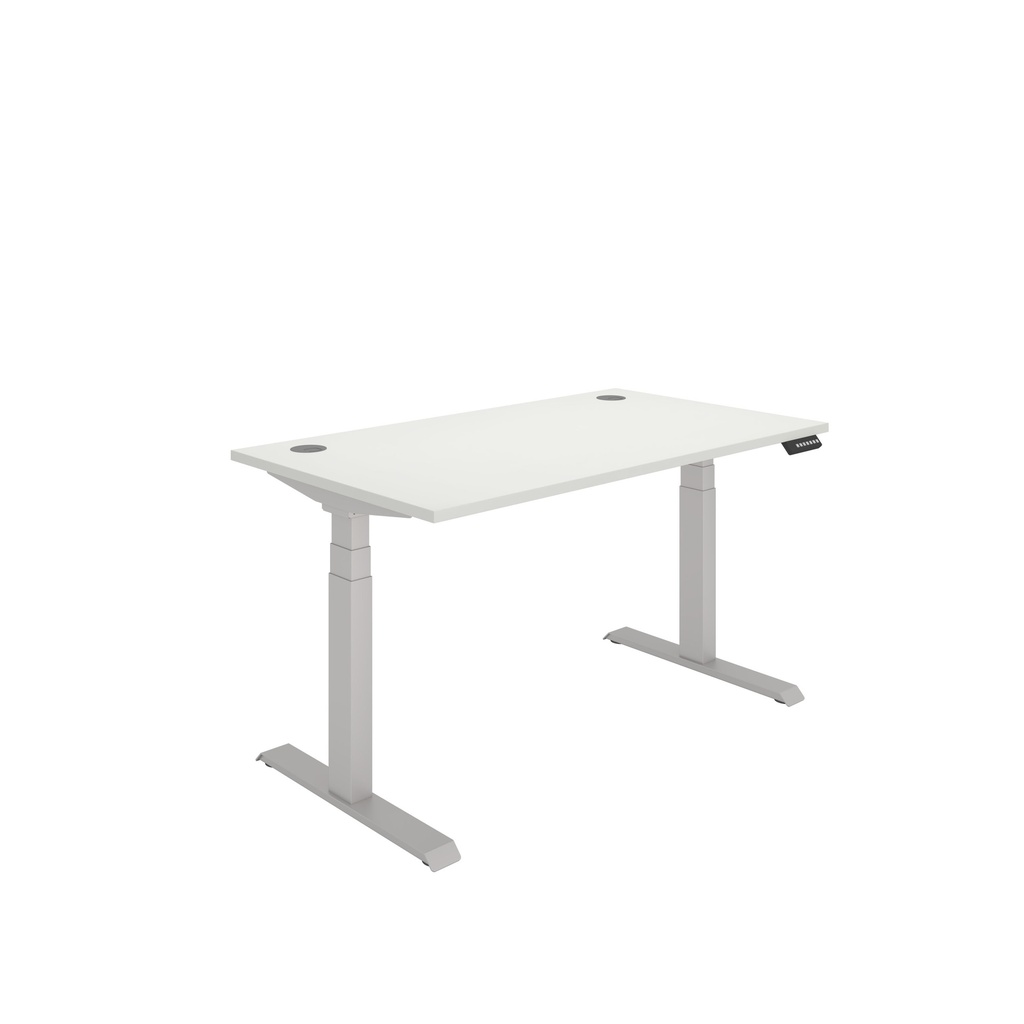 Office Rectangular Dual Motor Sit Stand Desk  (FSC) | 1400X800 | Arctic White-Silver