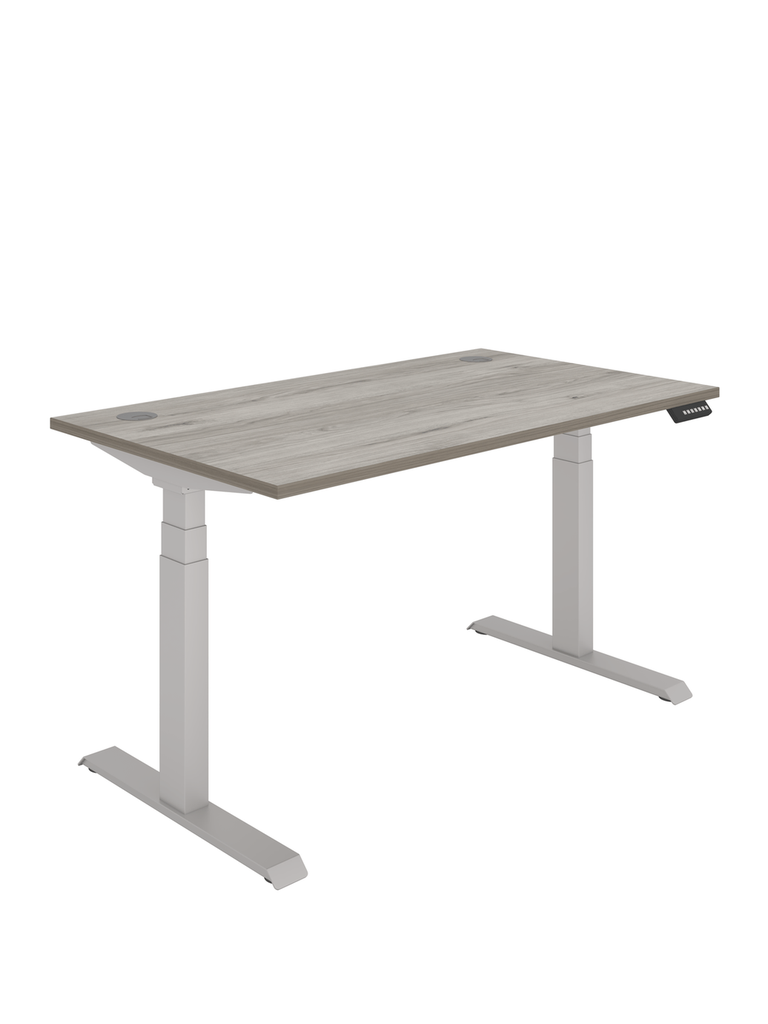 Office Rectangular Dual Motor Sit Stand Desk  (FSC) | 1400X800 | Grey Oak/Silver