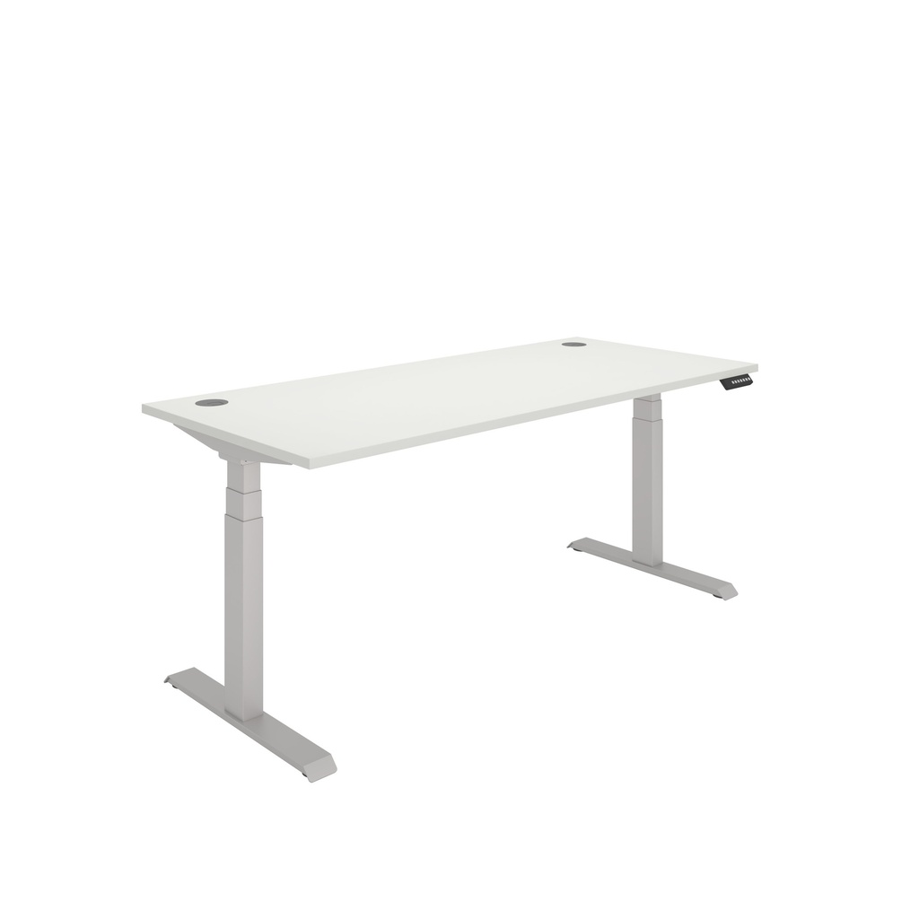 Office Rectangular Dual Motor Sit Stand Desk  (FSC) | 1800X800 | Arctic White-Silver