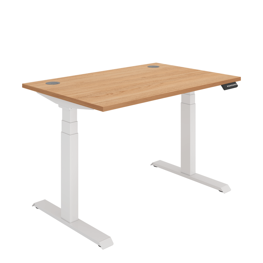 Office Rectangular Dual Motor Sit Stand Desk  (FSC) | 1200X800 | Beech/White