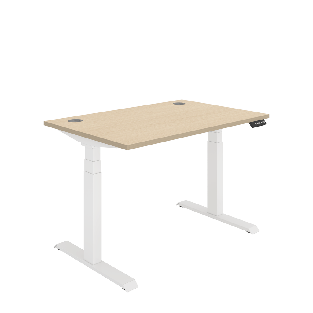 Office Rectangular Dual Motor Sit Stand Desk  (FSC) | 1200X800 | Oak/White