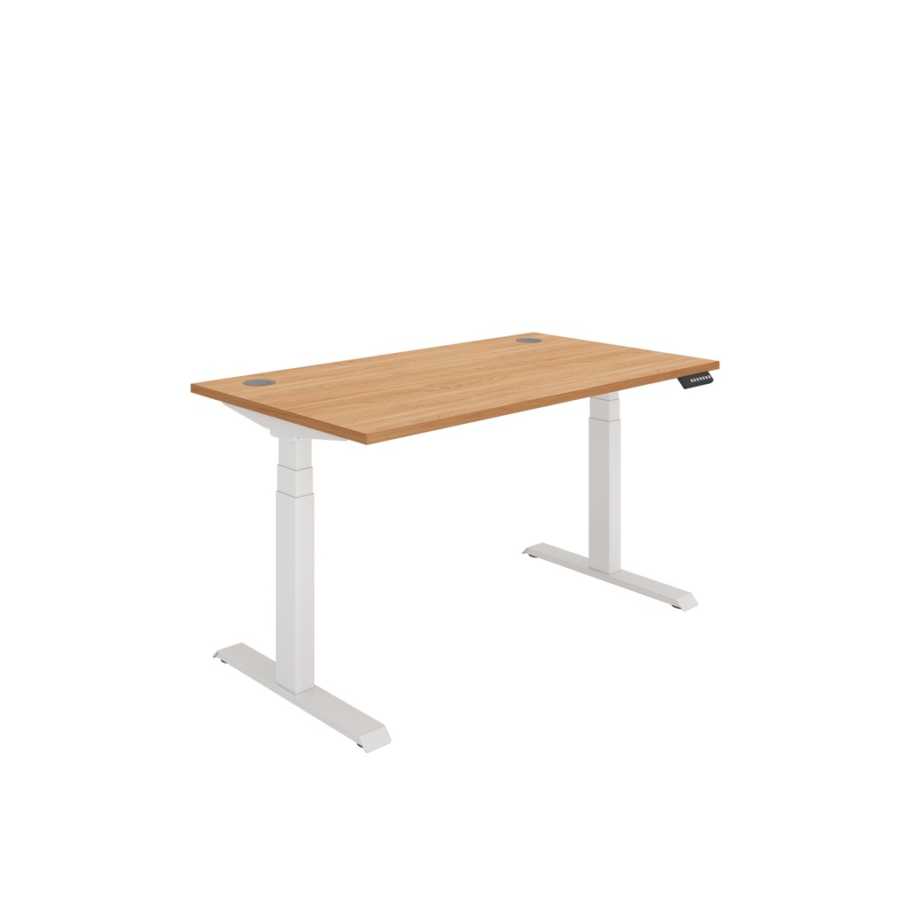 Office Rectangular Dual Motor Sit Stand Desk  (FSC) | 1400X800 | Norwegian Beech-White