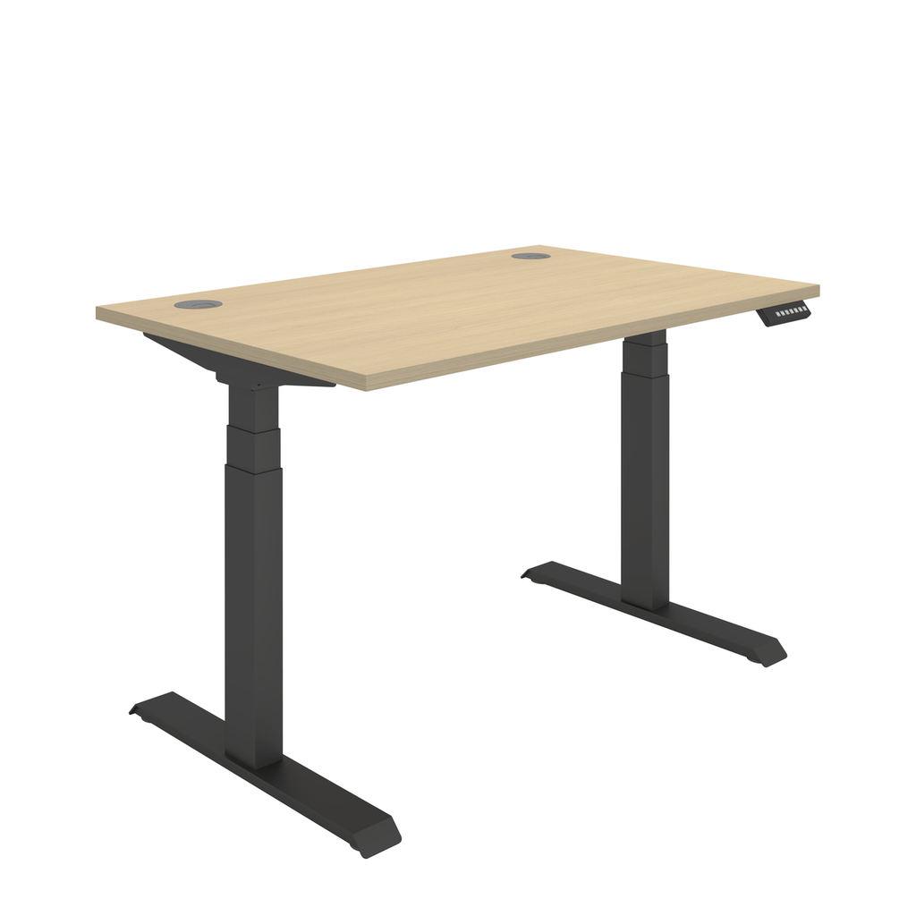 Office Rectangular Dual Motor Sit Stand Desk  (FSC) | 1200X800 | Oak/Black