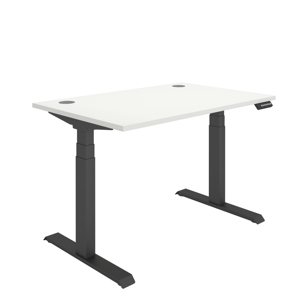 Office Rectangular Dual Motor Sit Stand Desk  (FSC) | 1200X800 | White/Black