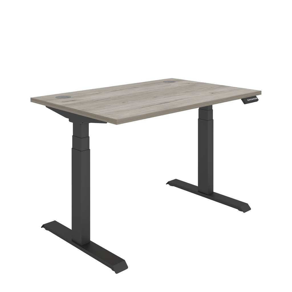 Office Rectangular Dual Motor Sit Stand Desk  (FSC) | 1200X800 | Grey Oak/Black