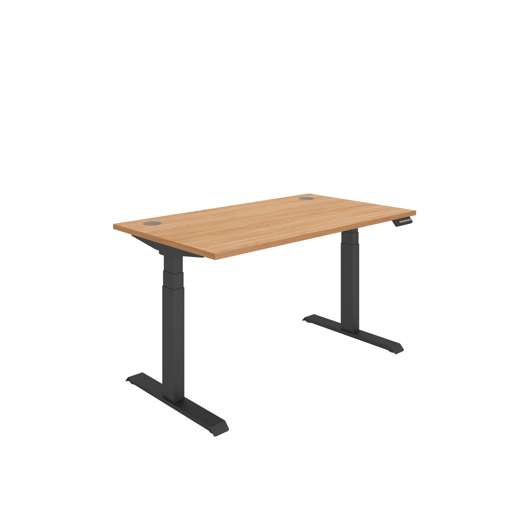 Office Rectangular Dual Motor Sit Stand Desk  (FSC) | 1400X800 | Norwegian Beech-Black