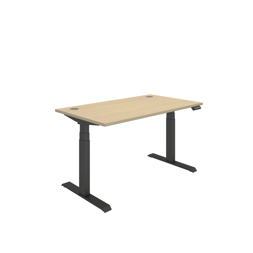 Office Rectangular Dual Motor Sit Stand Desk  (FSC) | 1400X800 | Canadian Oak-Black
