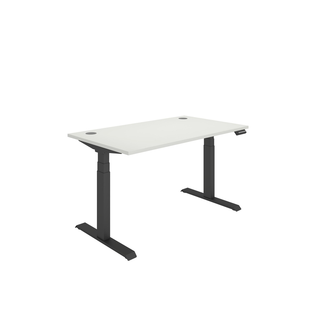 Office Rectangular Dual Motor Sit Stand Desk  (FSC) | 1400X800 | Arctic White-Black