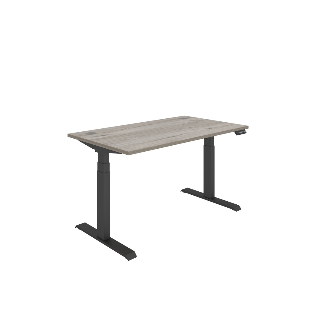 Office Rectangular Dual Motor Sit Stand Desk  (FSC) | 1400X800 | Alaskan Grey Oak-Black