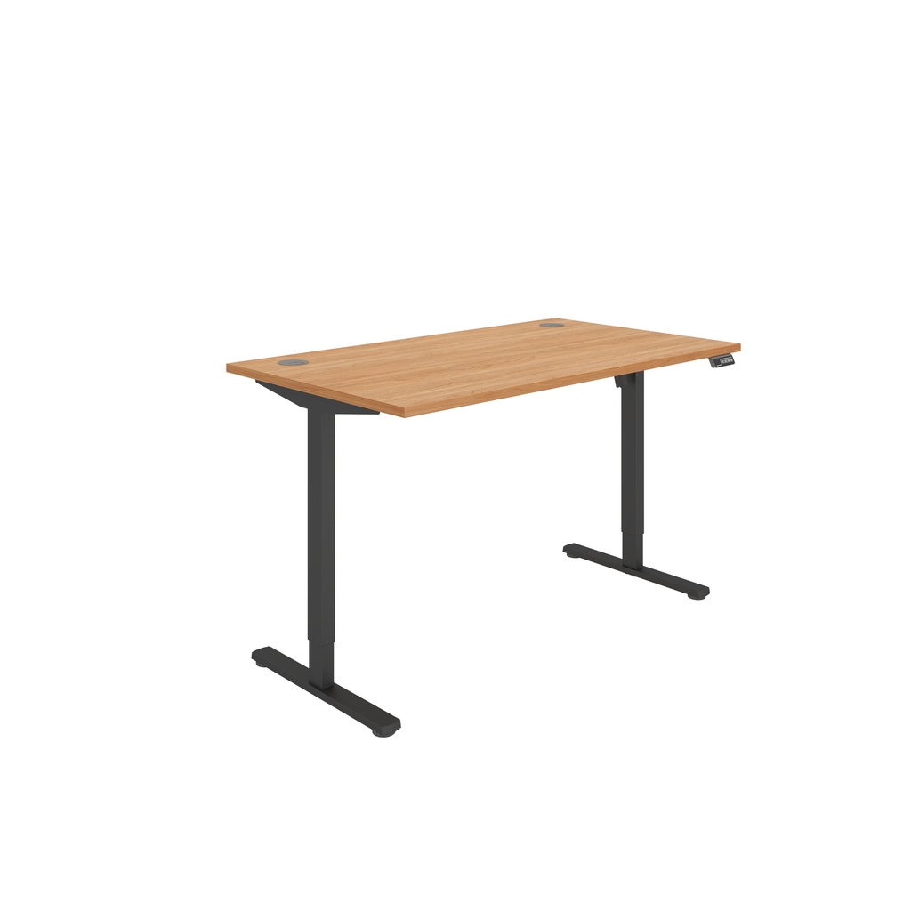 Office Rectangular Single Motor Sit Stand Desk  (FSC) | 1400X800 | Norwegian Beech-Black