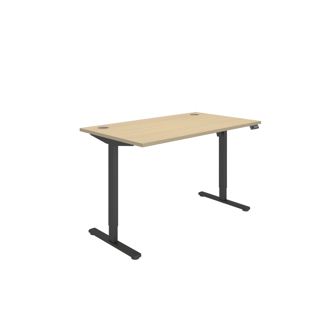 Office Rectangular Single Motor Sit Stand Desk  (FSC) | 1400X800 | Canadian Oak-Black