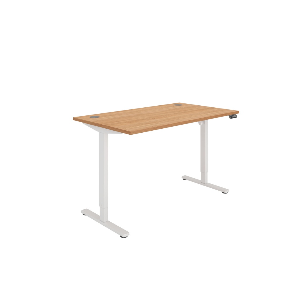 Office Rectangular Single Motor Sit Stand Desk  (FSC) | 1400X800 | Norwegian Beech-White