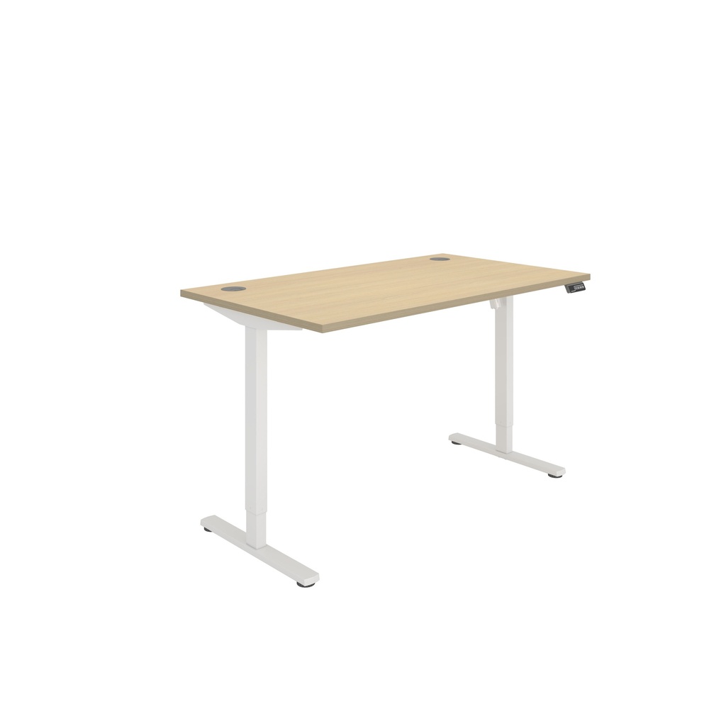 Office Rectangular Single Motor Sit Stand Desk  (FSC) | 1400X800 | Canadian Oak-White