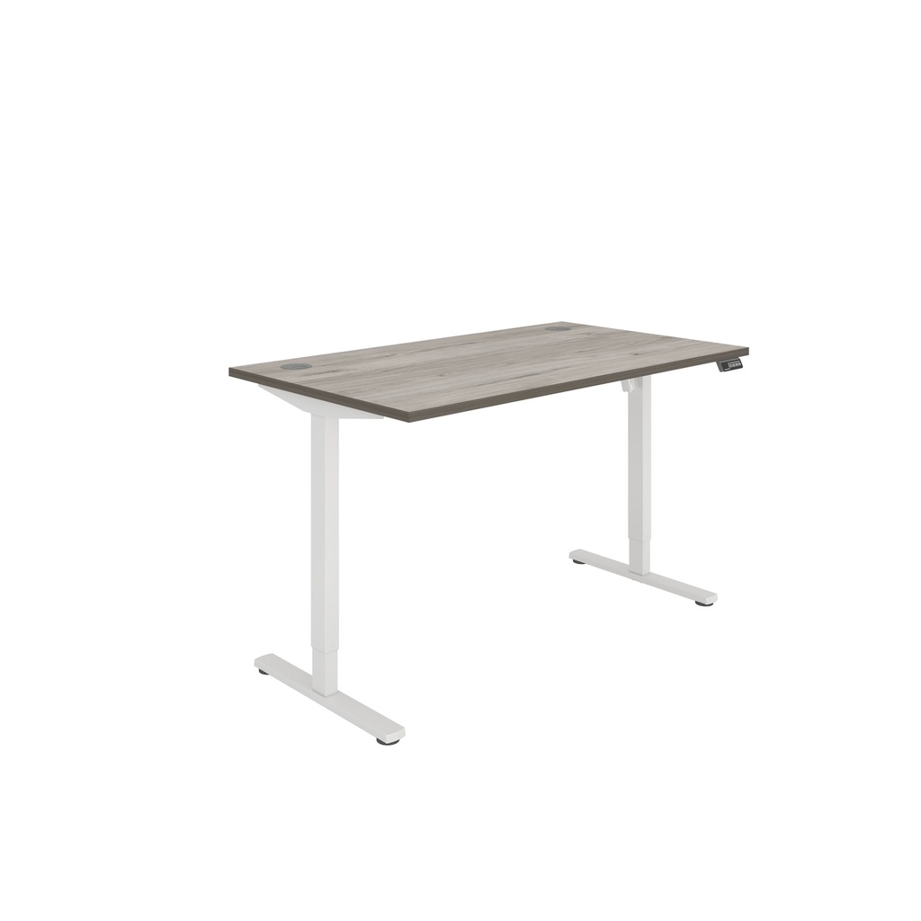 Office Rectangular Single Motor Sit Stand Desk  (FSC) | 1400X800 | Alaskan Grey Oak-White