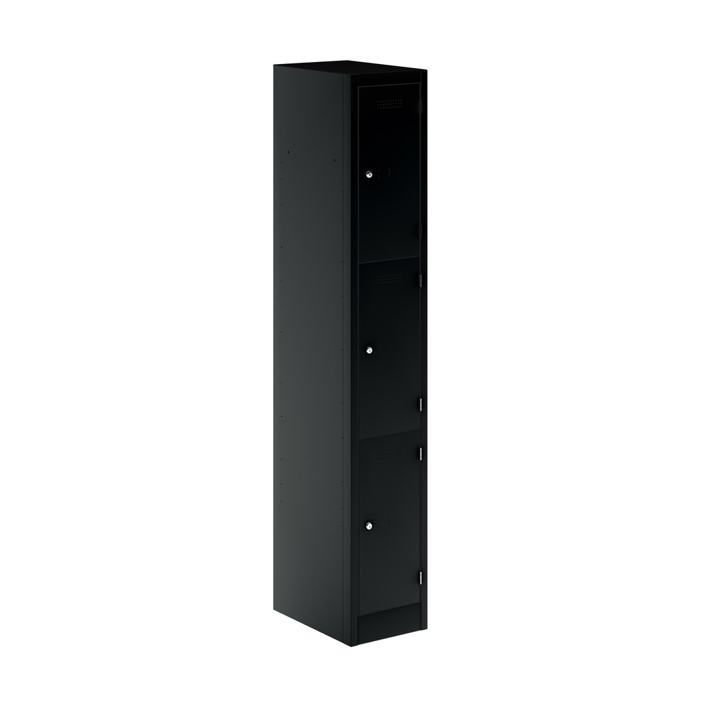 Primary 3 Door Single Locker Column | 300X450X1800 | Black