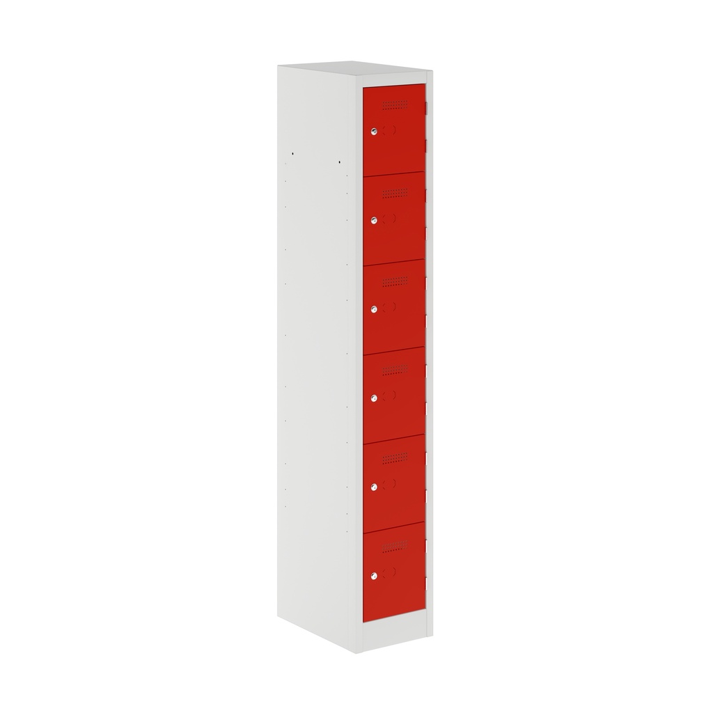 Primary 6 Door Single Locker Column | 300X450X1800 | Cardinal Red